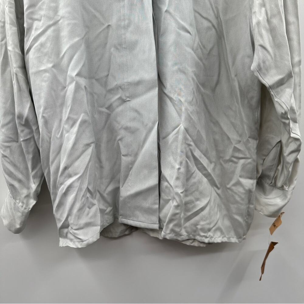 Vintage Carson Pirie Scott 100% Silk Light Gray Long Sleeve Button Down Top 10 - Picture 3 of 8